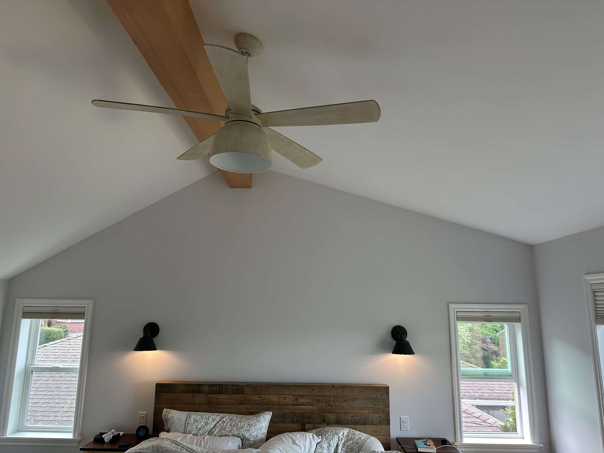 Bedroom lighting and ceiling fan installation by licensed electrician in Granite Falls WA